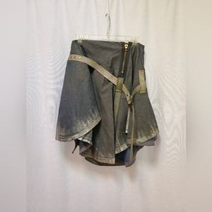 Gray Denim Painted Skirt
